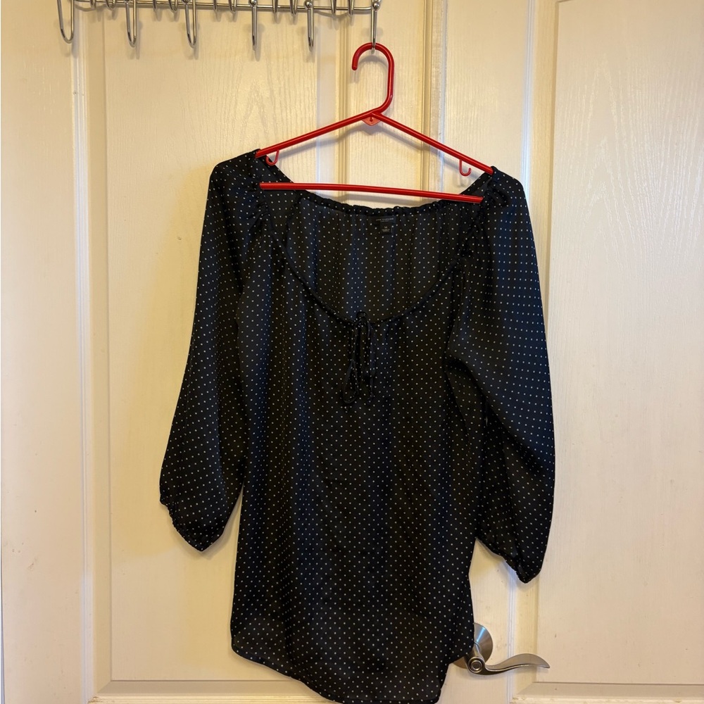 Ann Taylor Black and‎ White Polka Dot Blouse